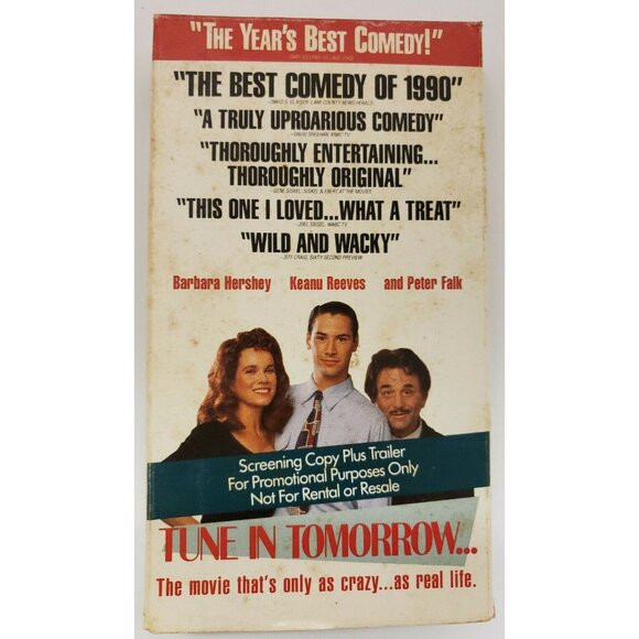 VHS Tape "Tune In Tomorrow" HBO Video Screening Copy Keanu Reeves Peter Falk PG - Picture 1 of 2
